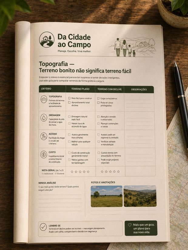 Workbook sobre topografia e comparação de tipos de terreno