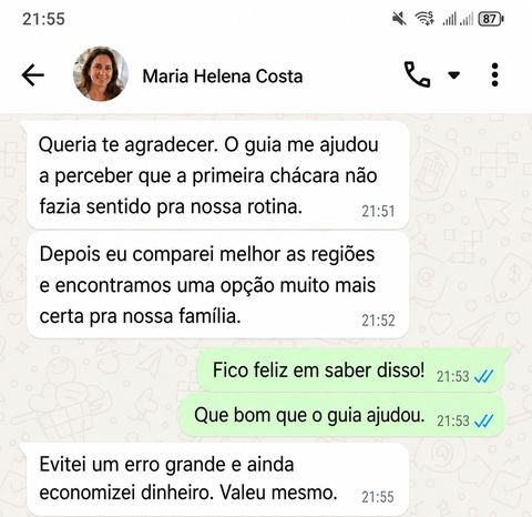 Depoimento real de cliente sobre o guia Da Cidade ao Campo