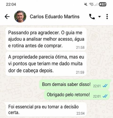 Depoimento real de cliente sobre o guia Da Cidade ao Campo