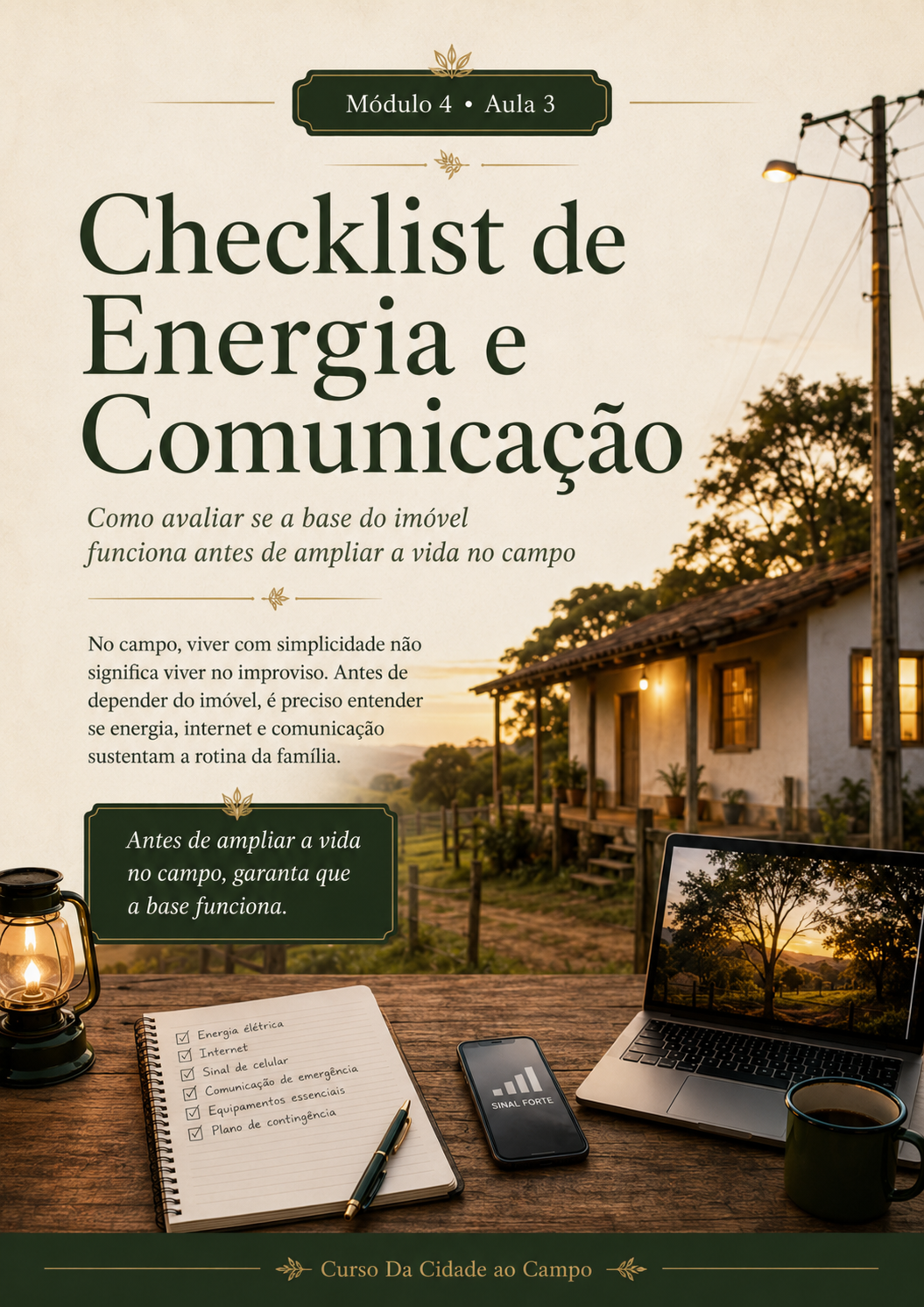 Capa do workbook Checklist de Energia e Comunicação